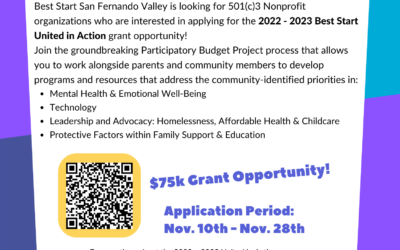 Best Start San Fernando Valley is excited to announce our 2022 – 2023 United in Action Grant Opportunity!
